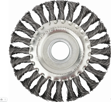 Корщетка-колесо, посадочный диаметр 22,2 мм, стальная витая проволока 125 мм