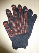 Перчатки ХБ черные люкс с ПВХ