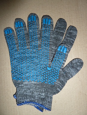 Перчатки серые с ПВХ