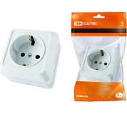 Розетка белая "Ладога" 2П+3 открытой установки 16А TDM