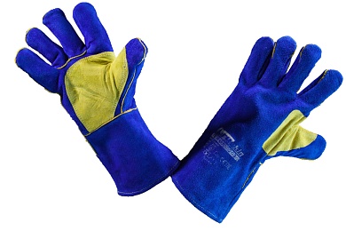 Краги сварщика спилковые синие Сапфир усиленные