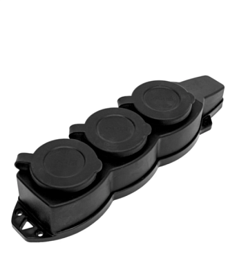 Розетка трехместная с заглушками каучук 16А