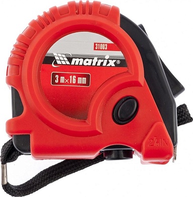 Рулетка 3мХ16мм, обрезиненный корпус, двойная плавная фиксация//MATRIX