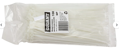 Стяжка кабельная (хомут) нейлон размер 4х200 мм, цвет белый (1 пакет/100шт.)