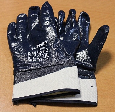 Перчатки нитриловые (полный облив, крага) (БП)