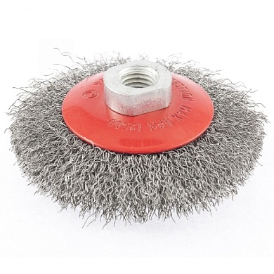 Щетка коническая, гофрированная, для УШМ № 537 ПрофОснастка Эксперт D115 мм М14*2 RPM 12500 SS